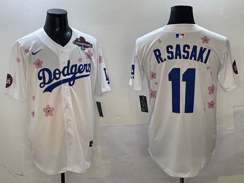 Men Los Angeles Dodgers 11 R.Sasaki White Sakura Edition 2025 Nike MLB Jersey style 2
